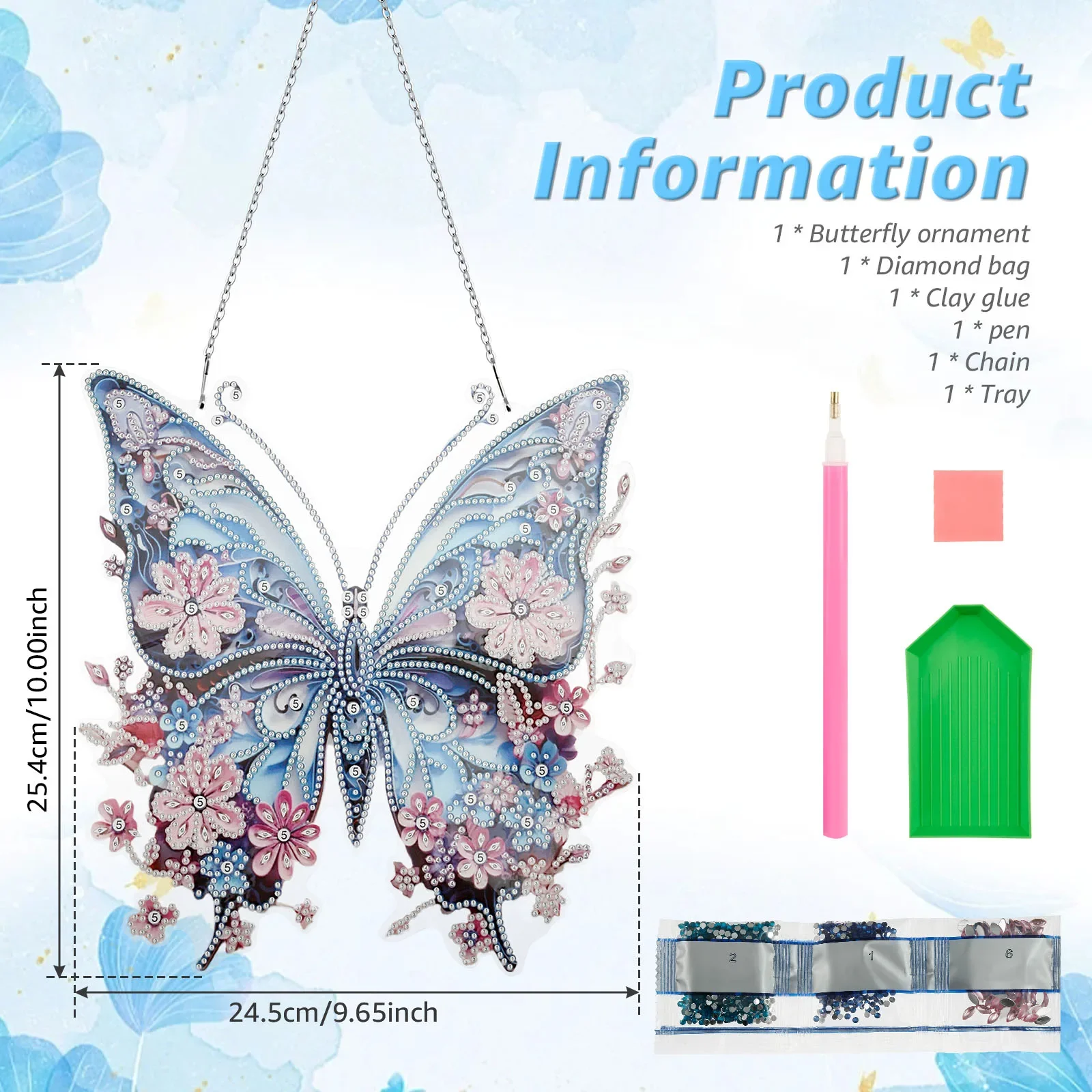 DIY Creative Diamond Art Painting Kit Exquisite Butterfly Diamond Painting Crafts Indoor Garden Terrace Pendant Hanging Decor
DIY Creative Diamond Art Painting Kit Exquisite Butterfly Diamond Painting Crafts Indoor Garden Terrace Pendant Hanging Decor