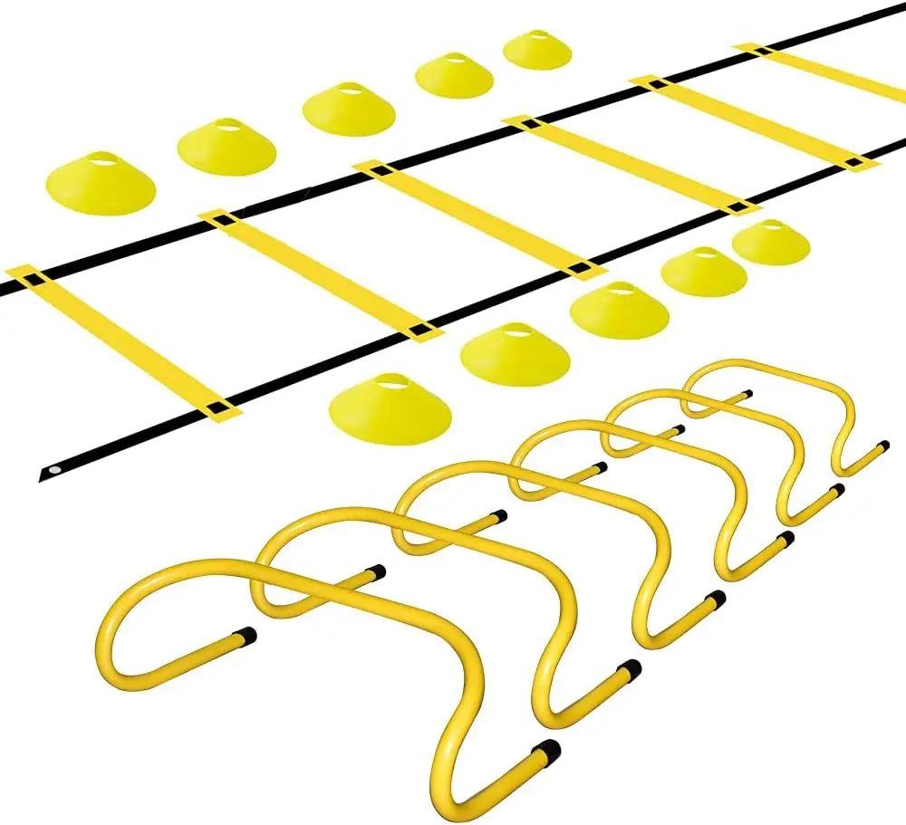 Agility Ladder and Disc Cones Training Set with Adjustable Rungs and 10 Plastic Sport Cones for Soccer Football Speed Drills
Agility Ladder and Disc Cones Training Set with Adjustable Rungs and 10 Plastic Sport Cones for Soccer Football Speed Drills