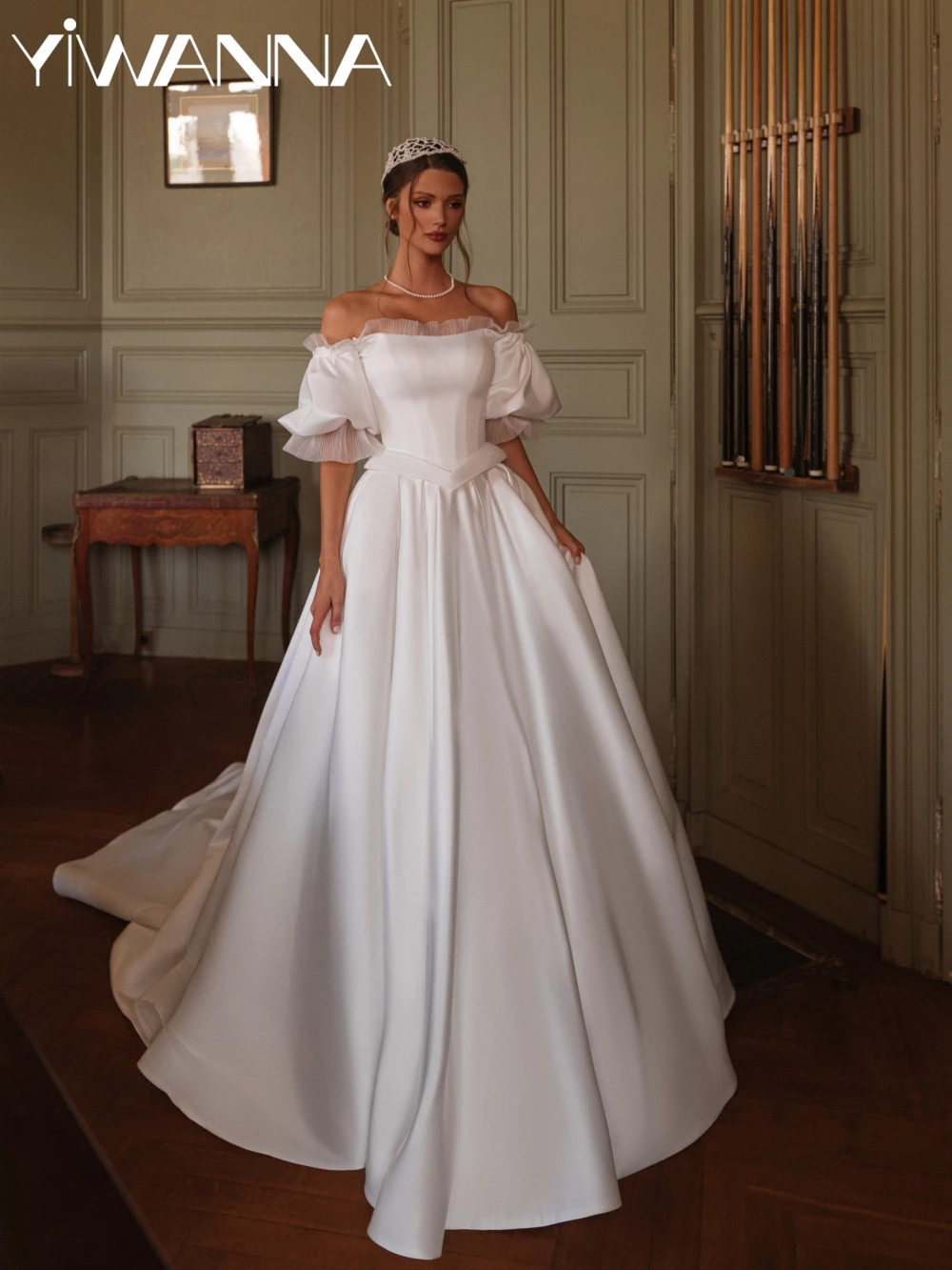 Dreamy Satin Strapless A-line Long Wedding Dress Elegant Off Shoulder Bridal Gown Customized Romantic Dresses For Bride
Dreamy Satin Strapless A-line Long Wedding Dress Elegant Off Shoulder Bridal Gown Customized Romantic Dresses For Bride