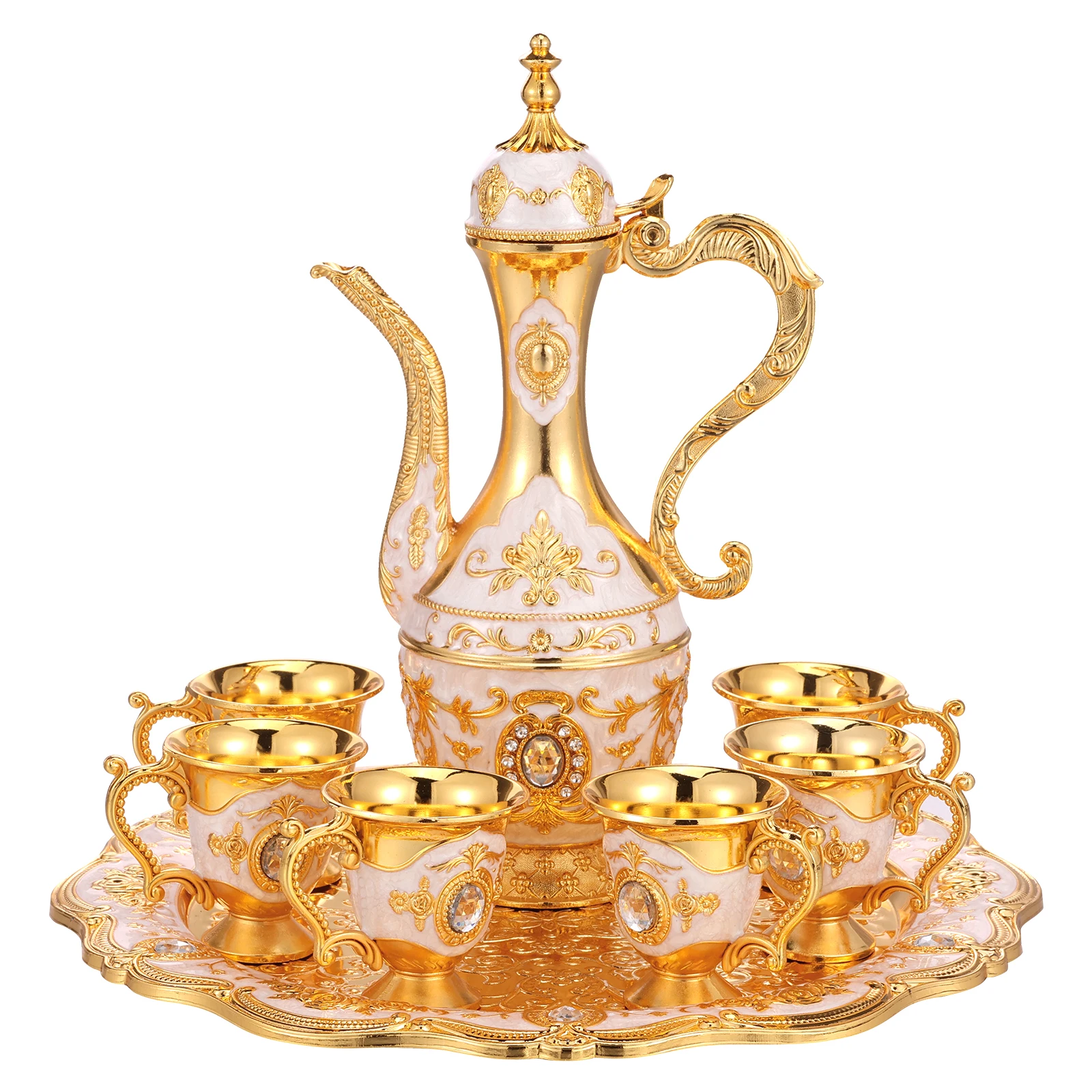 Vintage Zinc Alloy Turkish Coffee Pot Set with Cups Decorative Home Bar Living Room Wine Pot Set for Serving Tea Coffee
Vintage Zinc Alloy Turkish Coffee Pot Set with Cups Decorative Home Bar Living Room Wine Pot Set for Serving Tea Coffee