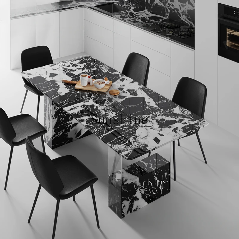 Suspended dining table marble Bulgari black luxury stone rectangular dining table light luxury acrylic
Suspended dining table marble Bulgari black luxury stone rectangular dining table light luxury acrylic