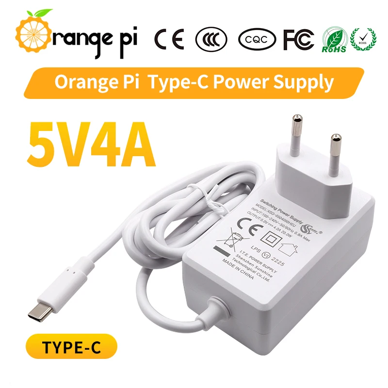 Блок питания Orange Pi 5 В, 4 а, Type-C для Orange Pi 3LTS / 4 LTS / 4B/800, зарядное устройство с множественной защитой цепи
Блок питания Orange Pi 5 В, 4 а, Type-C для Orange Pi 3LTS / 4 LTS / 4B/800, зарядное устройство с множественной защитой цепи