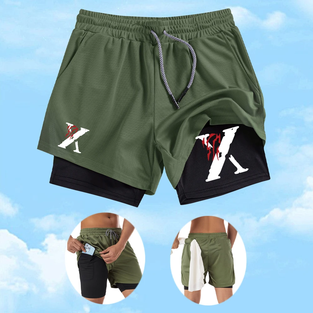 Men's X Print Trendy Double Layer Sports Shorts Quick Drying And Breathable Fitness Pants Summer Casual Running Beach Shorts
Men's X Print Trendy Double Layer Sports Shorts Quick Drying And Breathable Fitness Pants Summer Casual Running Beach Shorts