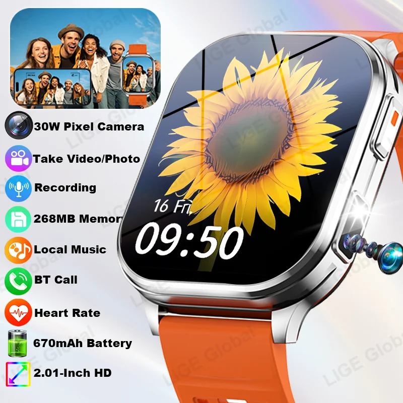 LIGE 2026 New Smartwatch With Camera Photos Record Video Local Music 670mAh Sports Fitness Bracelet Health Monitor Call Watches
LIGE 2026 New Smartwatch With Camera Photos Record Video Local Music 670mAh Sports Fitness Bracelet Health Monitor Call Watches