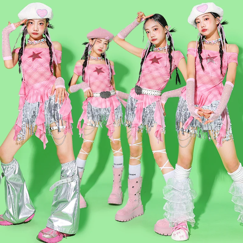 Girls Pink Star Tassel Hip Hop Dance Outfit Short Sleeve Tops Fringe Skirt Set Kids Streetwear Jazz Performance Dancing Costume
Girls Pink Star Tassel Hip Hop Dance Outfit Short Sleeve Tops Fringe Skirt Set Kids Streetwear Jazz Performance Dancing Costume