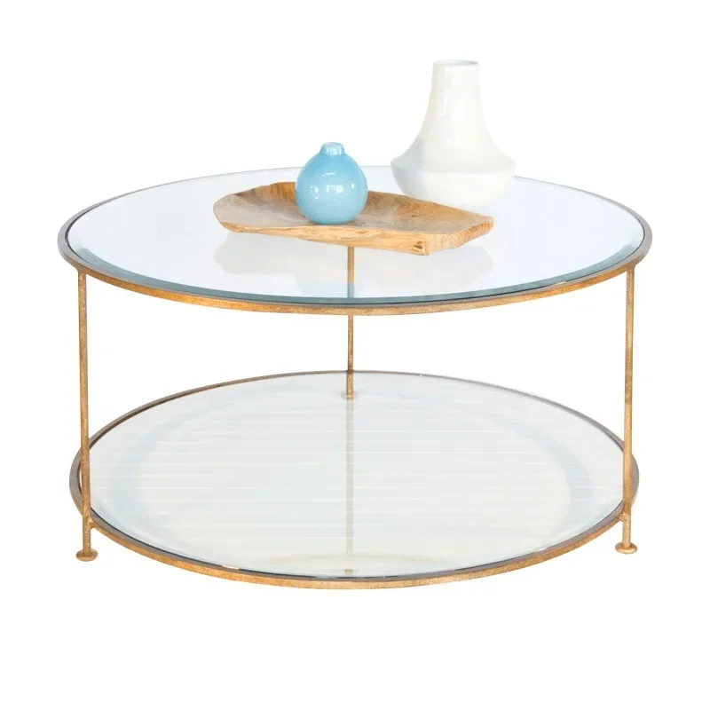 American wrought iron round double-layer coffee table light luxury modern minimalist designer Xiaohongshu glass minimalis
American wrought iron round double-layer coffee table light luxury modern minimalist designer Xiaohongshu glass minimalis