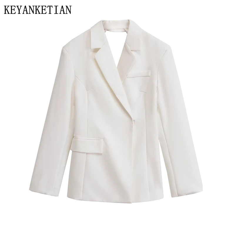 KEYANKETIAN 2025 Spring/Autumn New Chic Hollow out Backless Women's Suit Coat Sexy Club Asymmetrical Covered Button Blazer Top
KEYANKETIAN 2025 Spring/Autumn New Chic Hollow out Backless Women's Suit Coat Sexy Club Asymmetrical Covered Button Blazer Top