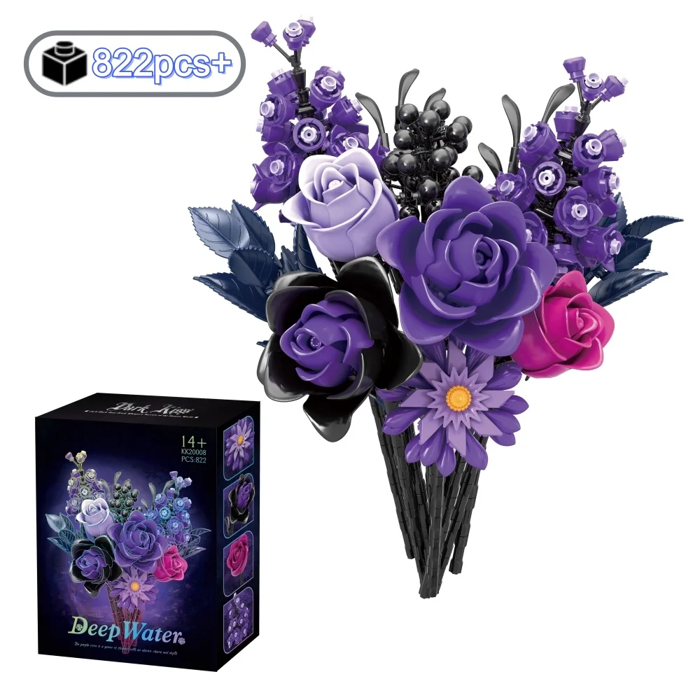 822PCS Creative Romantic Purple Rose Bouquet Building Blocks DIY tabletop decorations Model Perfect Gift For Girl Valentines Day
822PCS Creative Romantic Purple Rose Bouquet Building Blocks DIY tabletop decorations Model Perfect Gift For Girl Valentines Day