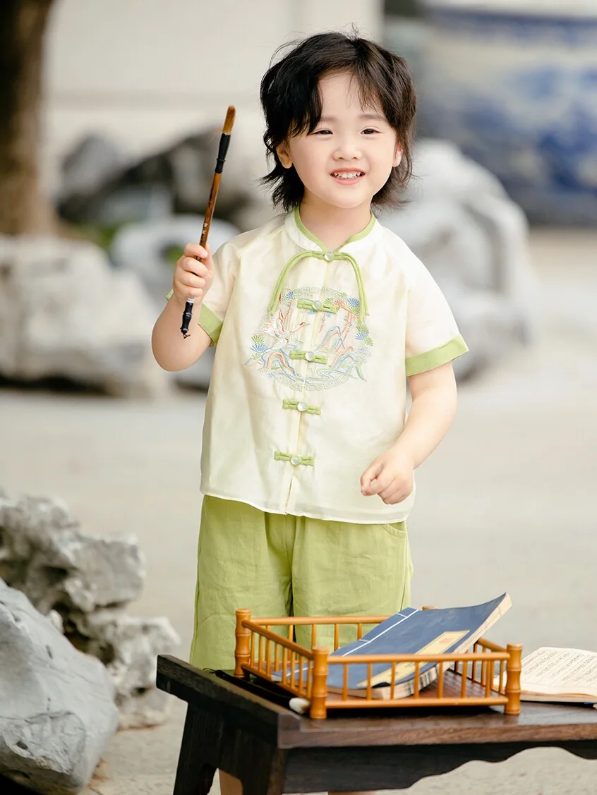 Children's Tang Costume Original Ancient Costume 2024 Summer New Short Sleeve Suit in Blue Green Ancient Costume
Children's Tang Costume Original Ancient Costume 2024 Summer New Short Sleeve Suit in Blue Green Ancient Costume