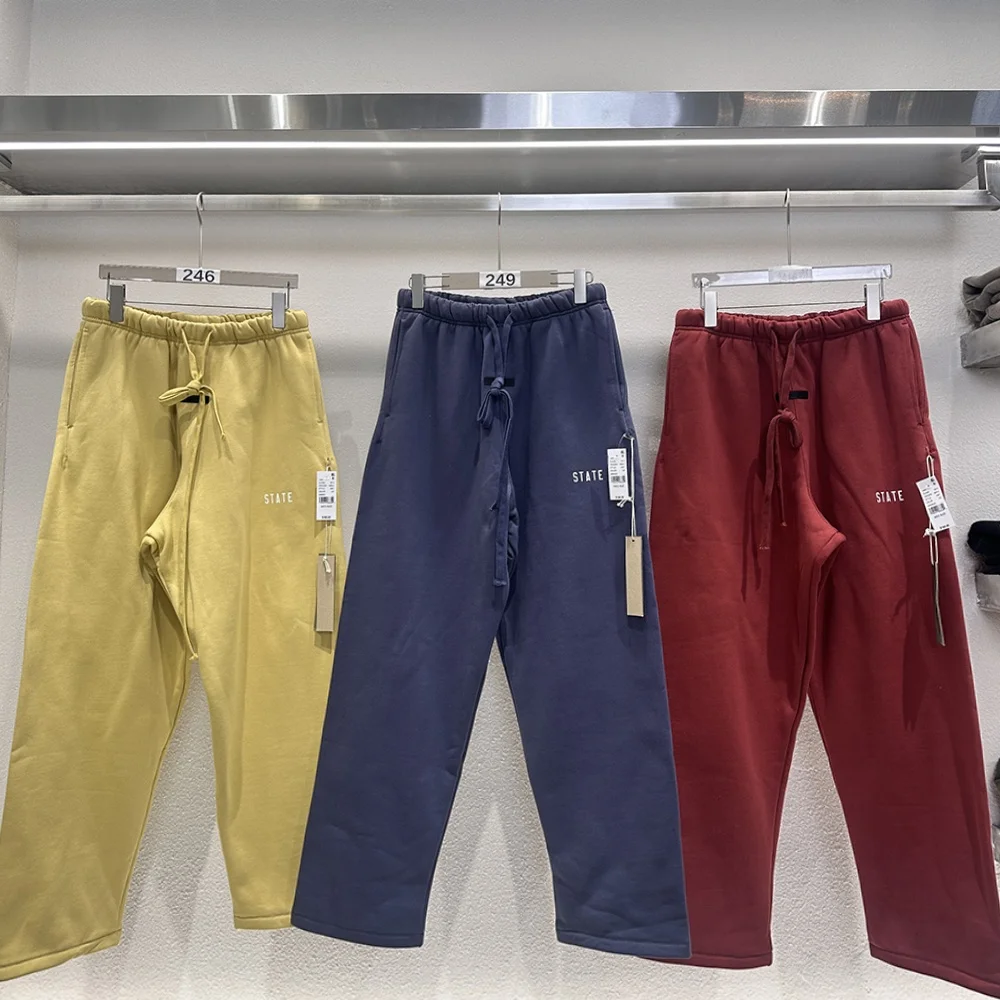 Autumn Collection Sweatpants Men Women Hip hop Streetwear State Letter Print Drawstring Pants Best Quality Wide Leg Trousers
Autumn Collection Sweatpants Men Women Hip hop Streetwear State Letter Print Drawstring Pants Best Quality Wide Leg Trousers