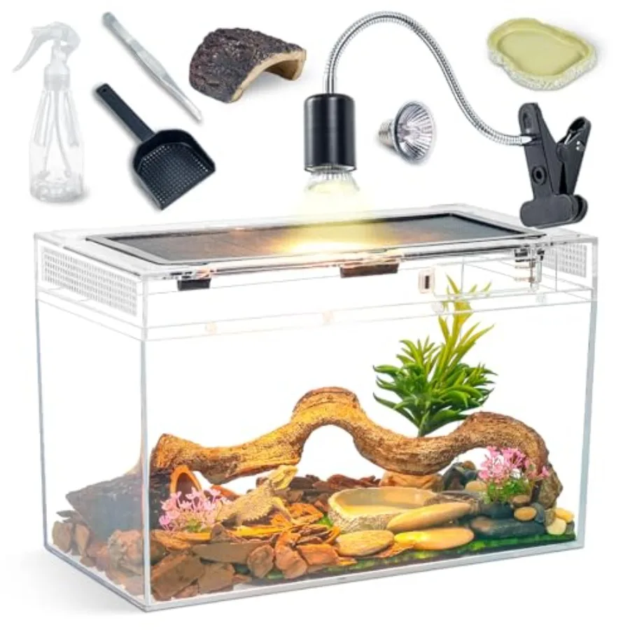 【Spot goods】16×10×8'' Reptile Tank Kit with Heat Lamp Spray Bottle Shovel Tweezers Food Bowl Hideout -Perfect for Geckos Bearde
【Spot goods】16×10×8'' Reptile Tank Kit with Heat Lamp Spray Bottle Shovel Tweezers Food Bowl Hideout -Perfect for Geckos Bearde