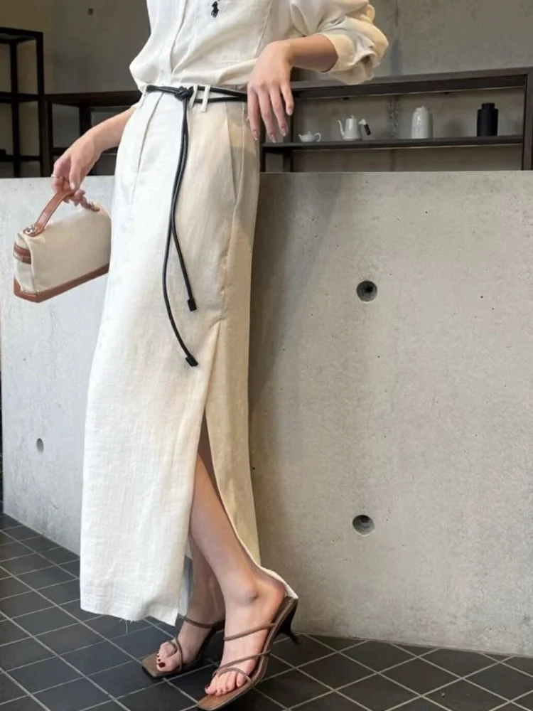 Korean Sle High Waist Linen ter Ne Dr Women's Summer Slimming Belted Commuter Wrap around Long Skirt
Korean Sle High Waist Linen ter Ne Dr Women's Summer Slimming Belted Commuter Wrap around Long Skirt