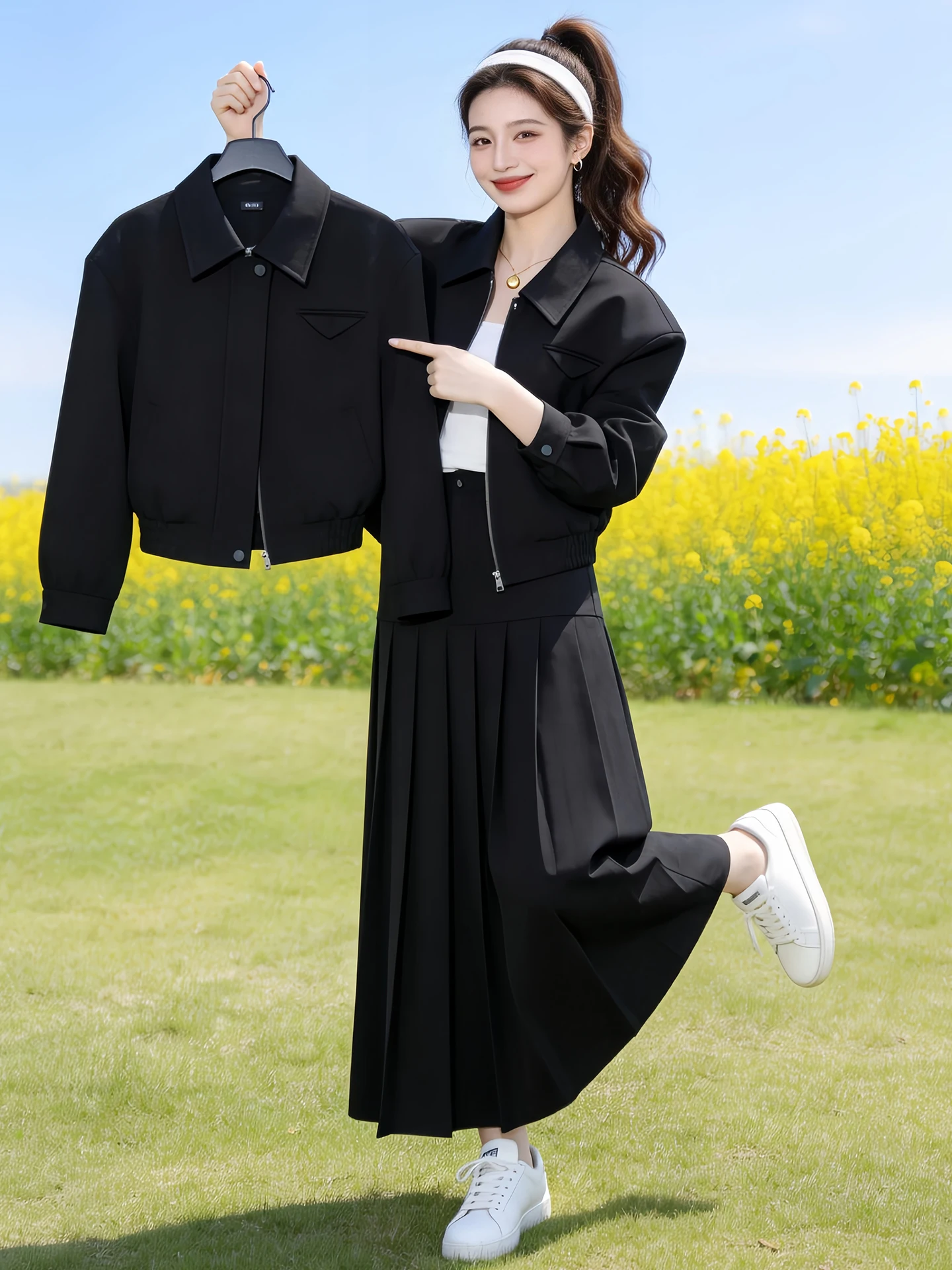Korean Style Short Coat High Waist Pleated Skirt Women's 2026 Spring New Leisure Waist Inward Commuting Two-Piece Set
Korean Style Short Coat High Waist Pleated Skirt Women's 2026 Spring New Leisure Waist Inward Commuting Two-Piece Set