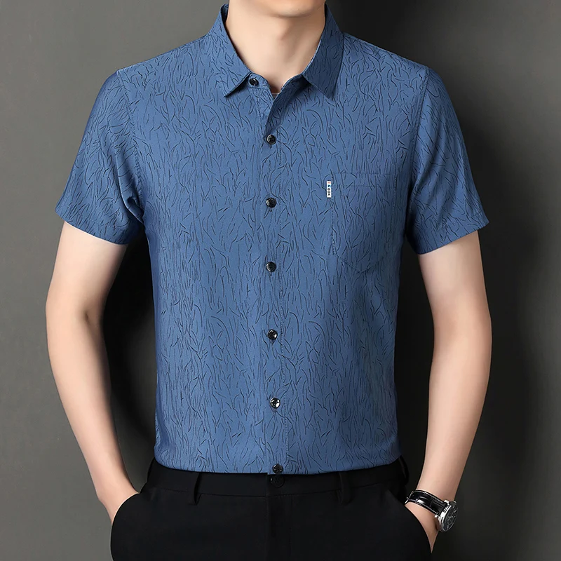 2026 For Men's Short Sleeve T-Shirt Cardigan Shirt Ice Silk Jacquard Shirt Summer Thin Business Non-ironing Real Pocket Top
2026 For Men's Short Sleeve T-Shirt Cardigan Shirt Ice Silk Jacquard Shirt Summer Thin Business Non-ironing Real Pocket Top