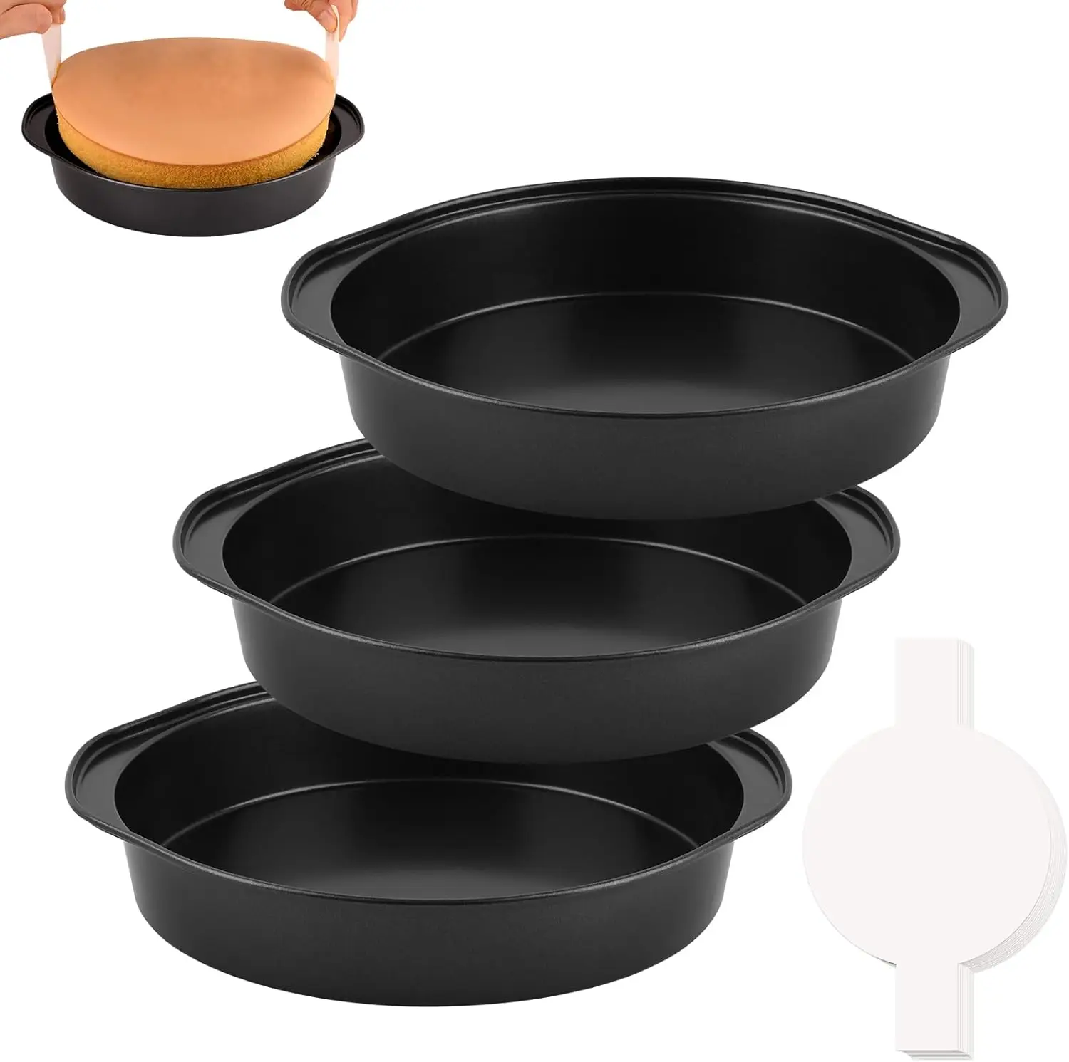 3-Pack 8-Inch Round Cake Pans with 100 Parchment Papers, Non-Stick & Dishwasher Safe
3-Pack 8-Inch Round Cake Pans with 100 Parchment Papers, Non-Stick & Dishwasher Safe