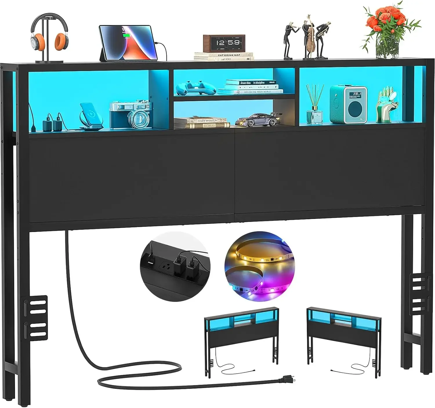 Headboard for Queen Size Bed with Storage, Headboards with Outlets, USB Ports and LED Light, Queen Size Head Board Only, Height
Headboard for Queen Size Bed with Storage, Headboards with Outlets, USB Ports and LED Light, Queen Size Head Board Only, Height