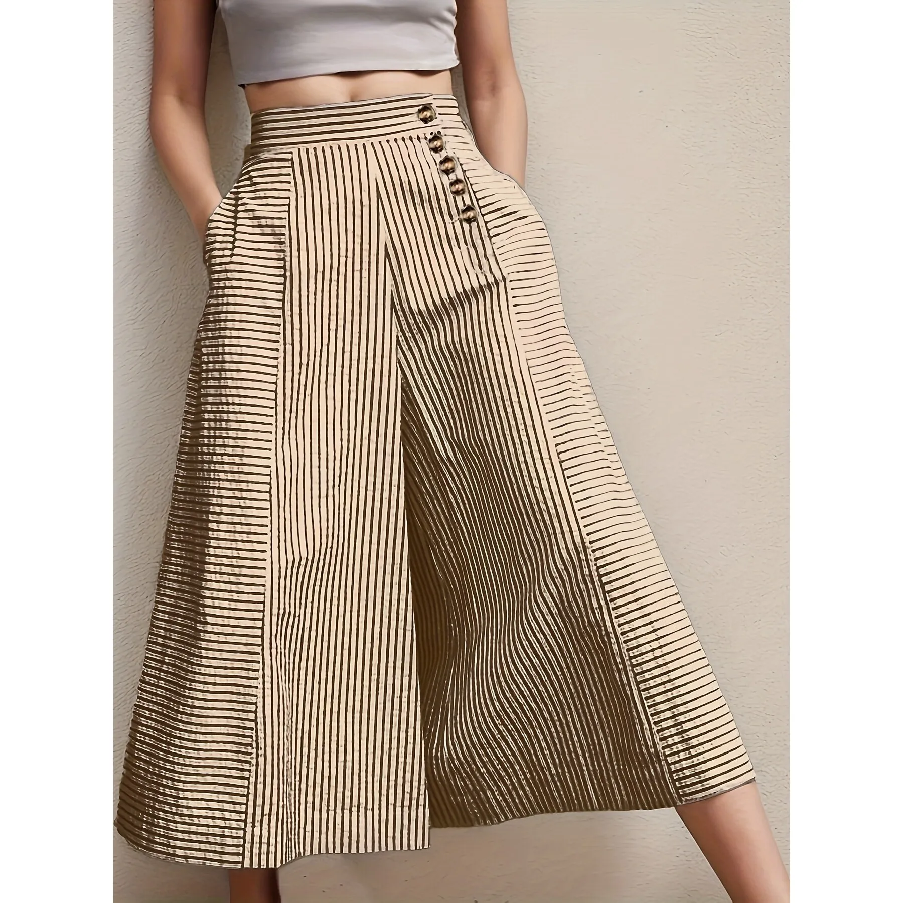 High Waist Striped Pants Neutral Style Casual Harlan Pants for Women Spring Season Other Material 100% Casual Wear
High Waist Striped Pants Neutral Style Casual Harlan Pants for Women Spring Season Other Material 100% Casual Wear