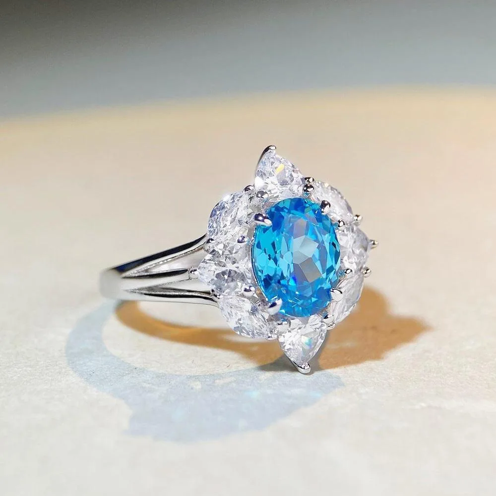 PT950 Platinum Aquamarine Ring - Women's Sapphire Precious Gemstone Zirconia Ring
PT950 Platinum Aquamarine Ring - Women's Sapphire Precious Gemstone Zirconia Ring