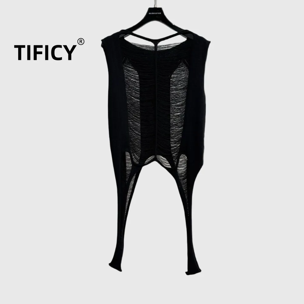 High Street Knit Tank Women's Hollow Out Irregular Knitted Sweater Spicy Girl Perspective Sleeveless Thin Tanks Camis Top
High Street Knit Tank Women's Hollow Out Irregular Knitted Sweater Spicy Girl Perspective Sleeveless Thin Tanks Camis Top