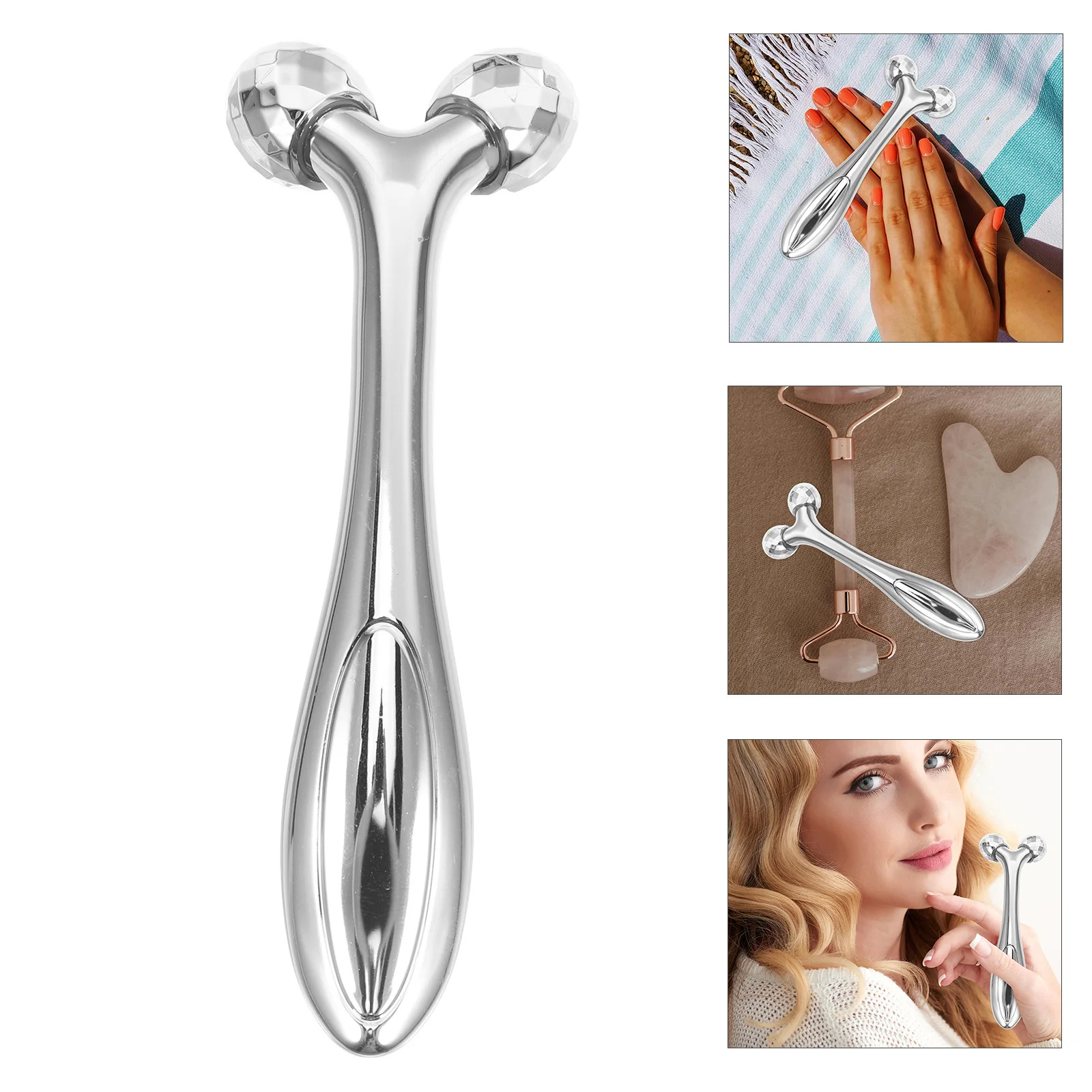 Silver Portable Microcurrent Face Lifting Device Skin Firming Roller for Wrinkle Reduction and Daily Use
Silver Portable Microcurrent Face Lifting Device Skin Firming Roller for Wrinkle Reduction and Daily Use