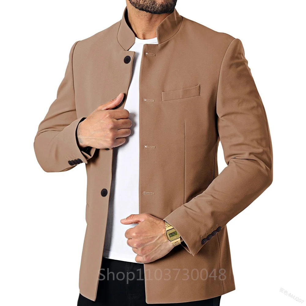 Burgundy Solid Blazer for Men Fashion Wedding Jacket High Quality Casual Business Best Man Suit Jacket Chinese Collar Formal Onl
Burgundy Solid Blazer for Men Fashion Wedding Jacket High Quality Casual Business Best Man Suit Jacket Chinese Collar Formal Onl