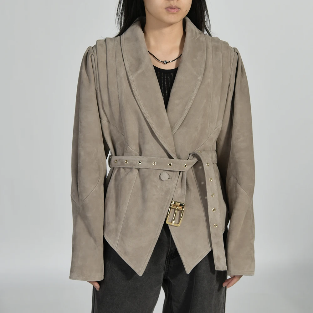 Jaxmonoy Women's Real Suede Leather Jacket Lady Fashion Natural Sheepskin Coat with Belt 2025 Fall Winter New Style Casual Coats
Jaxmonoy Women's Real Suede Leather Jacket Lady Fashion Natural Sheepskin Coat with Belt 2025 Fall Winter New Style Casual Coats