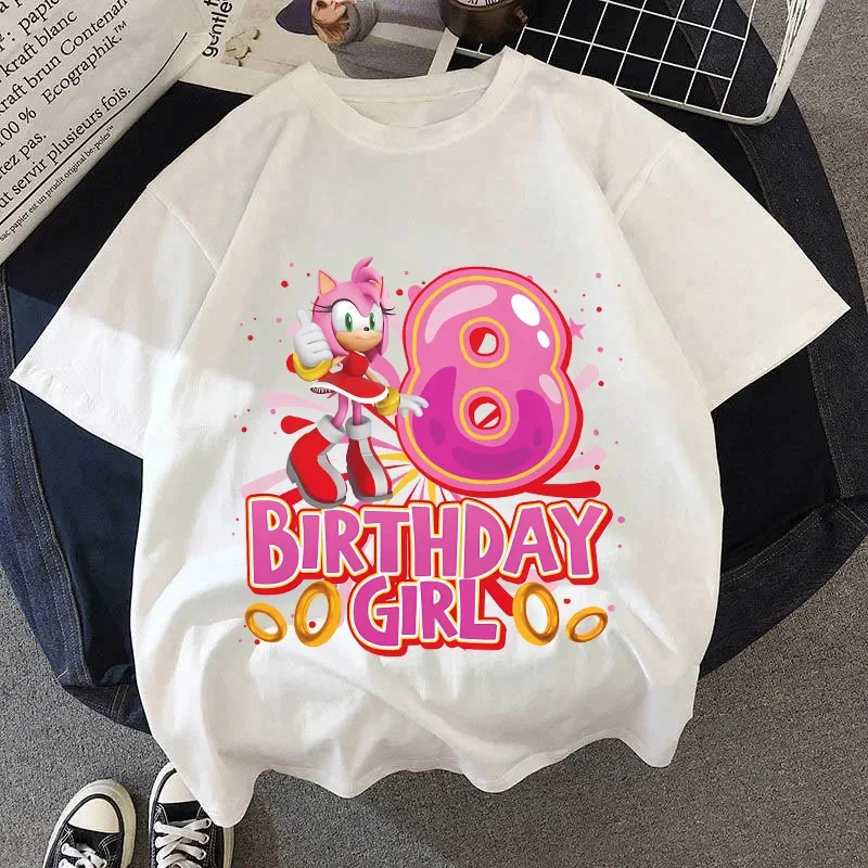 Summer Breathable T-shirts Short Sleeves Shirt Gift Sonics New Pink T-shirt for Girls Birthday Number 1-9 Cute Cartoon White Tee
Summer Breathable T-shirts Short Sleeves Shirt Gift Sonics New Pink T-shirt for Girls Birthday Number 1-9 Cute Cartoon White Tee