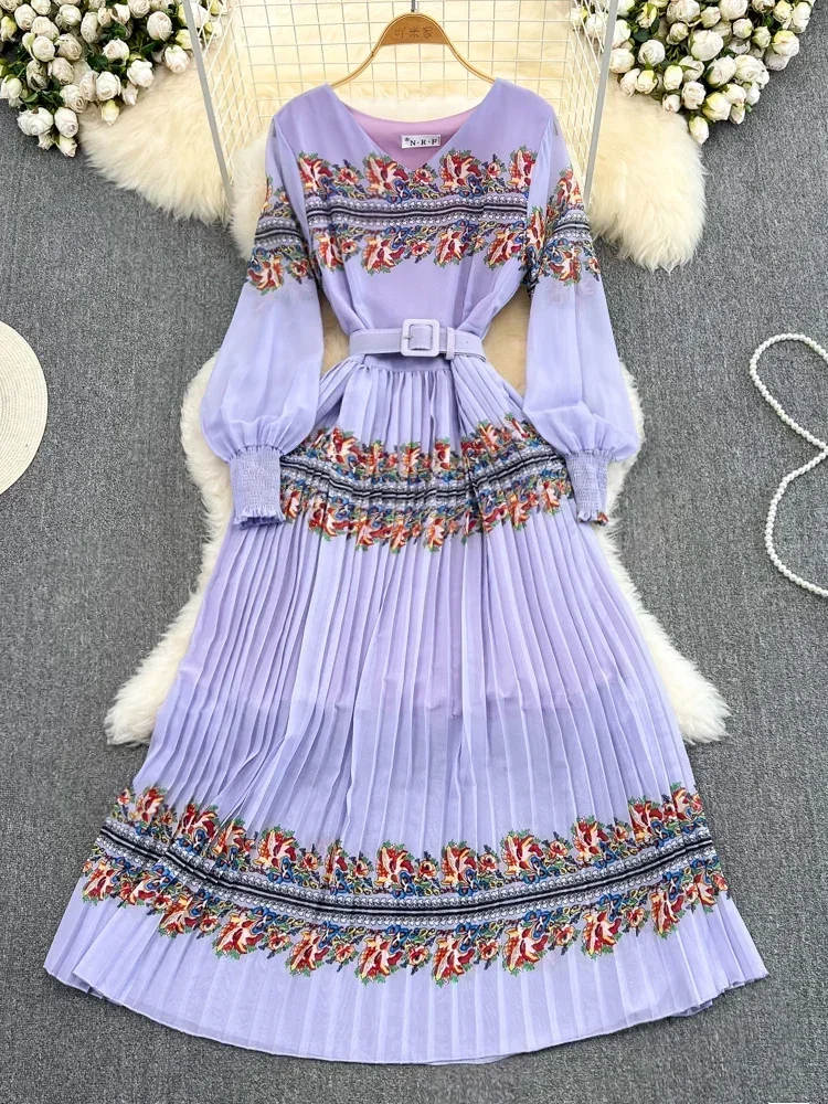 Women Spring Dress Beach Fashion V-neck Lantern Sleeve Waist Retraction Positioning Print A-line Pleated Elegant Vestidos D2470
Women Spring Dress Beach Fashion V-neck Lantern Sleeve Waist Retraction Positioning Print A-line Pleated Elegant Vestidos D2470