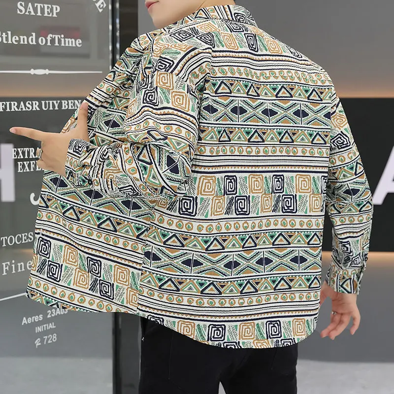 Casual Printed Long Sve irt Men's Loose Fit Stand Sle Spring Faion Polyester Fiber Youthful Trend Button Detail
Casual Printed Long Sve irt Men's Loose Fit Stand Sle Spring Faion Polyester Fiber Youthful Trend Button Detail