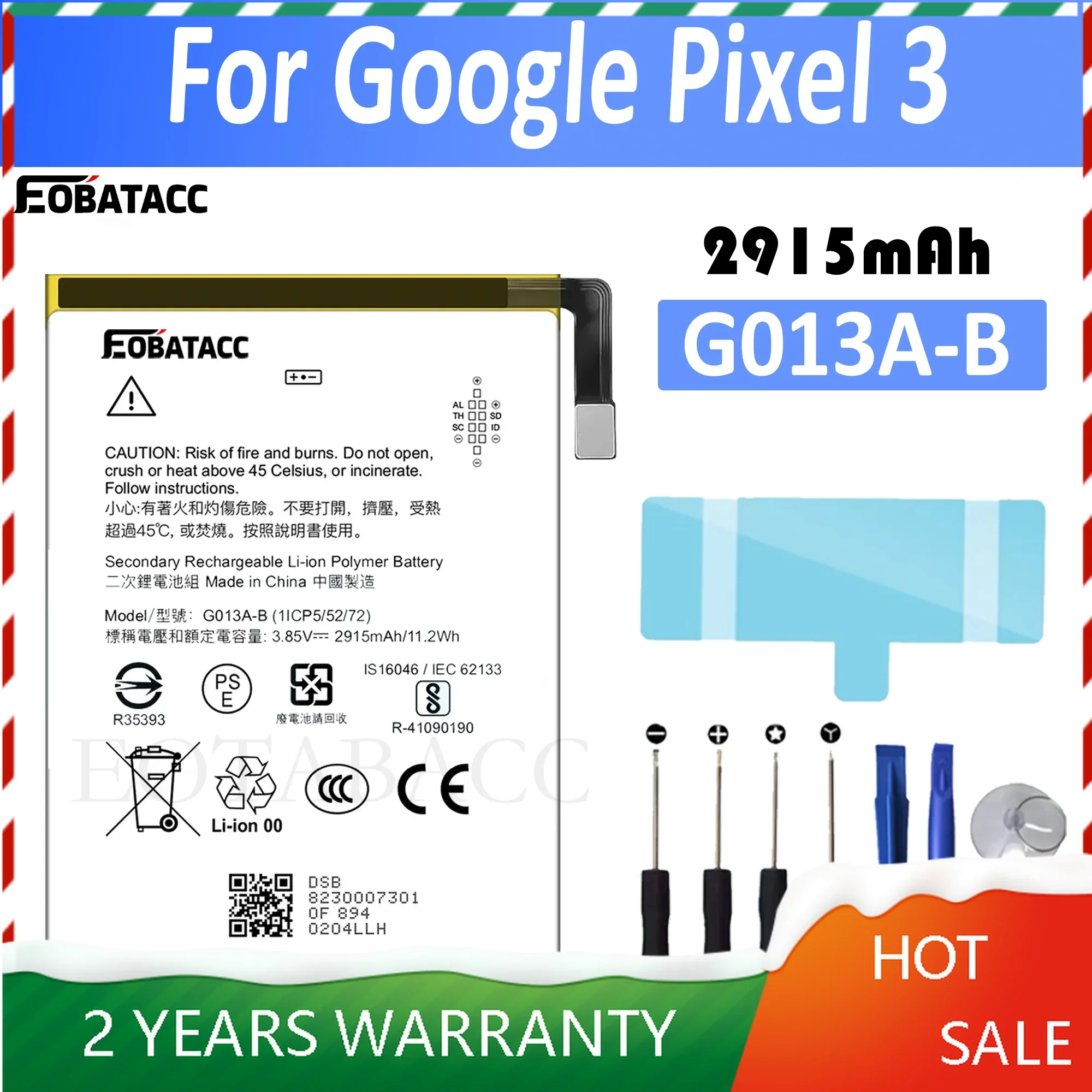 100% Orginal G013A-B 2915mAh Replacement Battery For Google Pixel 3 Pixel3 Genuine Latest Production Phone Batteries+Tools
100% Orginal G013A-B 2915mAh Replacement Battery For Google Pixel 3 Pixel3 Genuine Latest Production Phone Batteries+Tools
