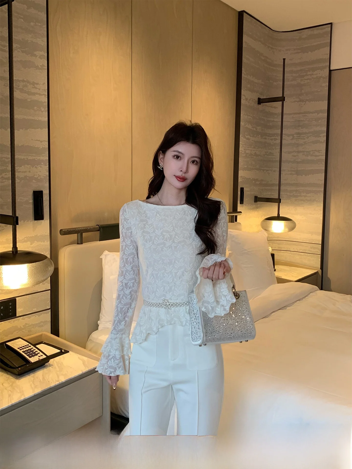 Kun Total【Chantilly】Long Sleeve Lace Shirt Design Slimming Elegant Top Spring New Casual Style Straight Cut Polyester Spandex
Kun Total【Chantilly】Long Sleeve Lace Shirt Design Slimming Elegant Top Spring New Casual Style Straight Cut Polyester Spandex