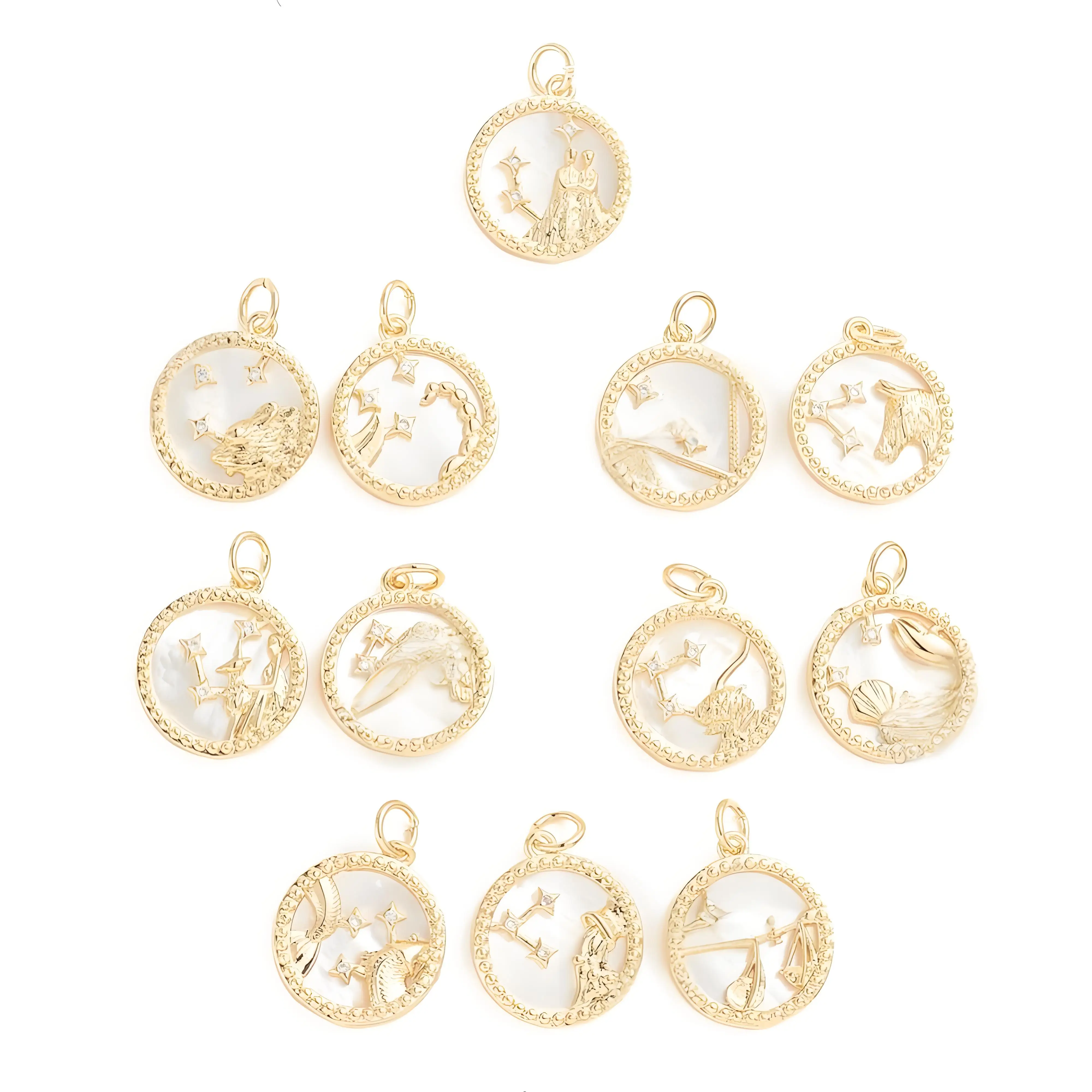 5pcs Brass Twelve Constellations Cubic Zirconia Pendants Flat Round Natural Shell Charms For Women Jewelry Making Accessories
5pcs Brass Twelve Constellations Cubic Zirconia Pendants Flat Round Natural Shell Charms For Women Jewelry Making Accessories