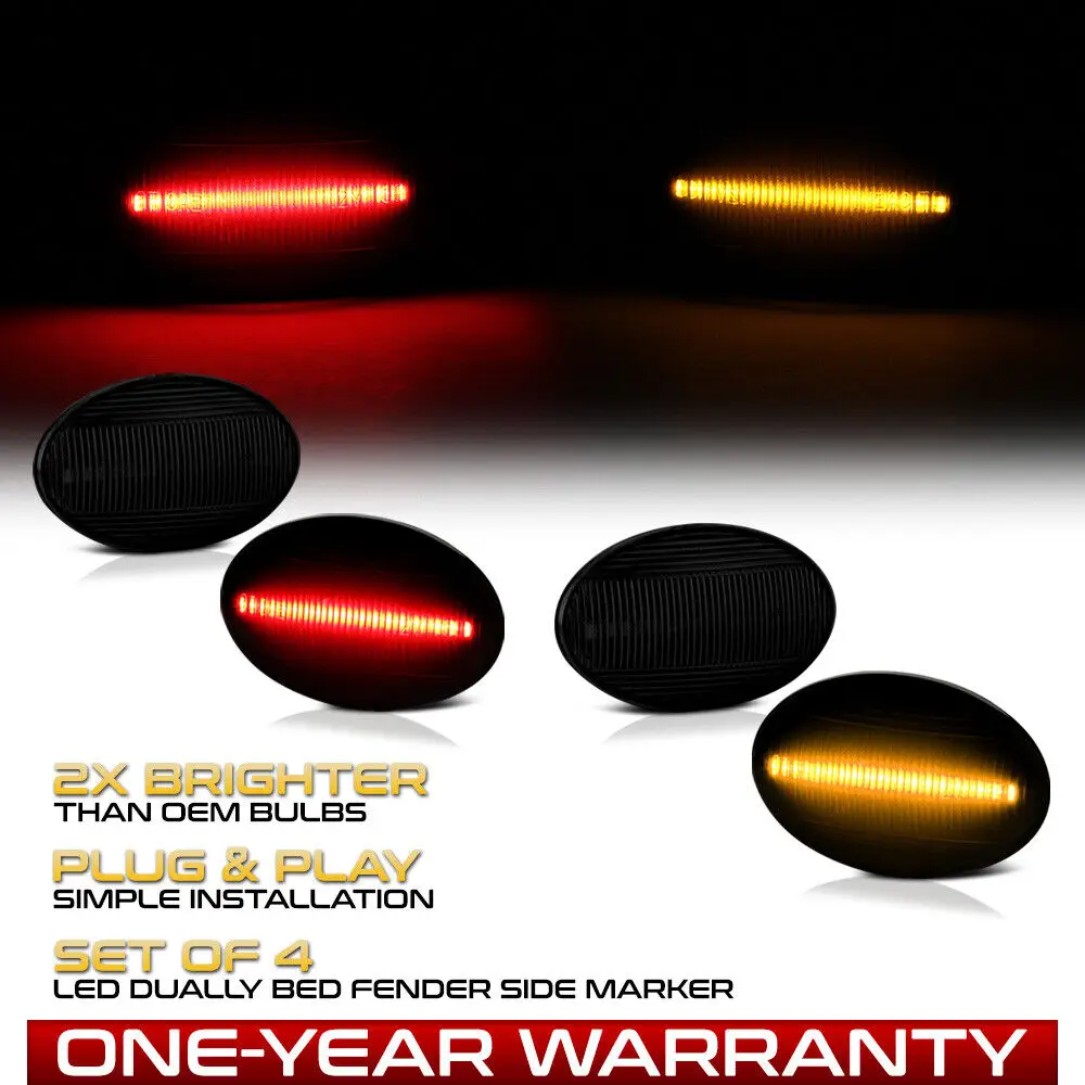 4PC Smoked Amber Red LED Fender Side Marker Lamp For 99-10 F250 F350 F450 Dually
4PC Smoked Amber Red LED Fender Side Marker Lamp For 99-10 F250 F350 F450 Dually
