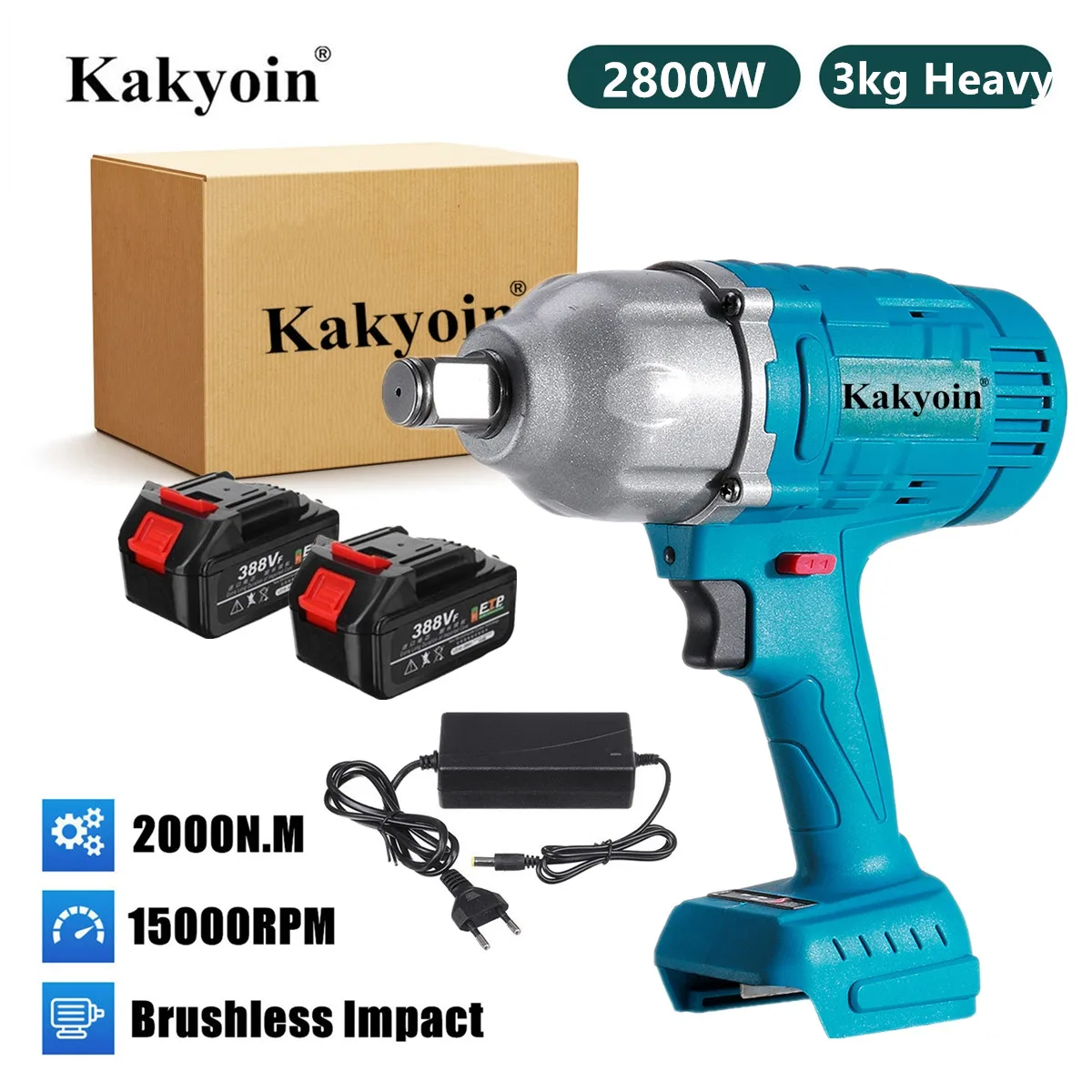 2000N.M High Torque Brushless Car Wrench Cordless Electric Impact Wrench 3/4 inch Socket Tools LED light For Makita 18V Battery
2000N.M High Torque Brushless Car Wrench Cordless Electric Impact Wrench 3/4 inch Socket Tools LED light For Makita 18V Battery