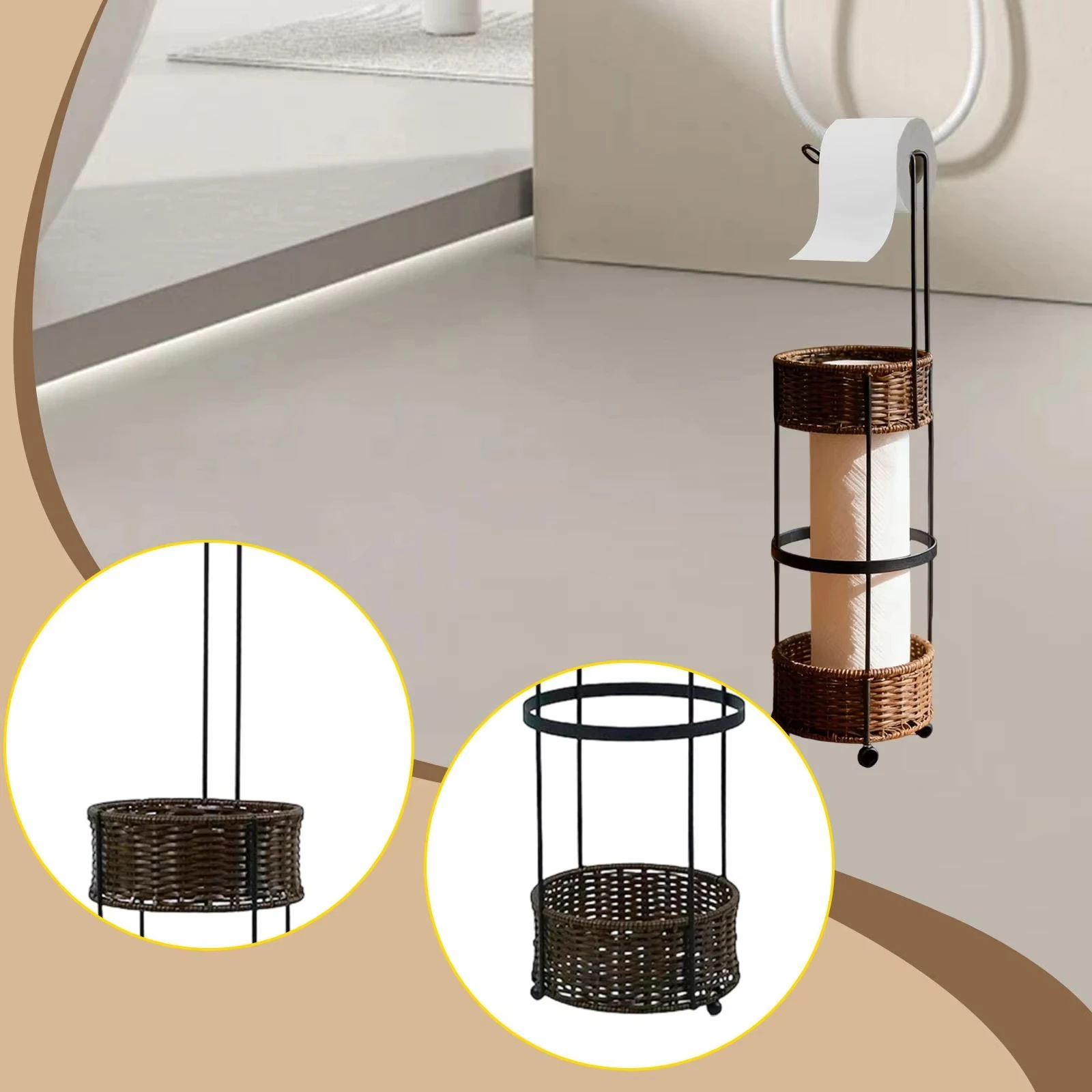 Hand woven kitchen paper holders, bathroom movable, non perforated vertical tissues bucket, simple tissue holder
Hand woven kitchen paper holders, bathroom movable, non perforated vertical tissues bucket, simple tissue holder