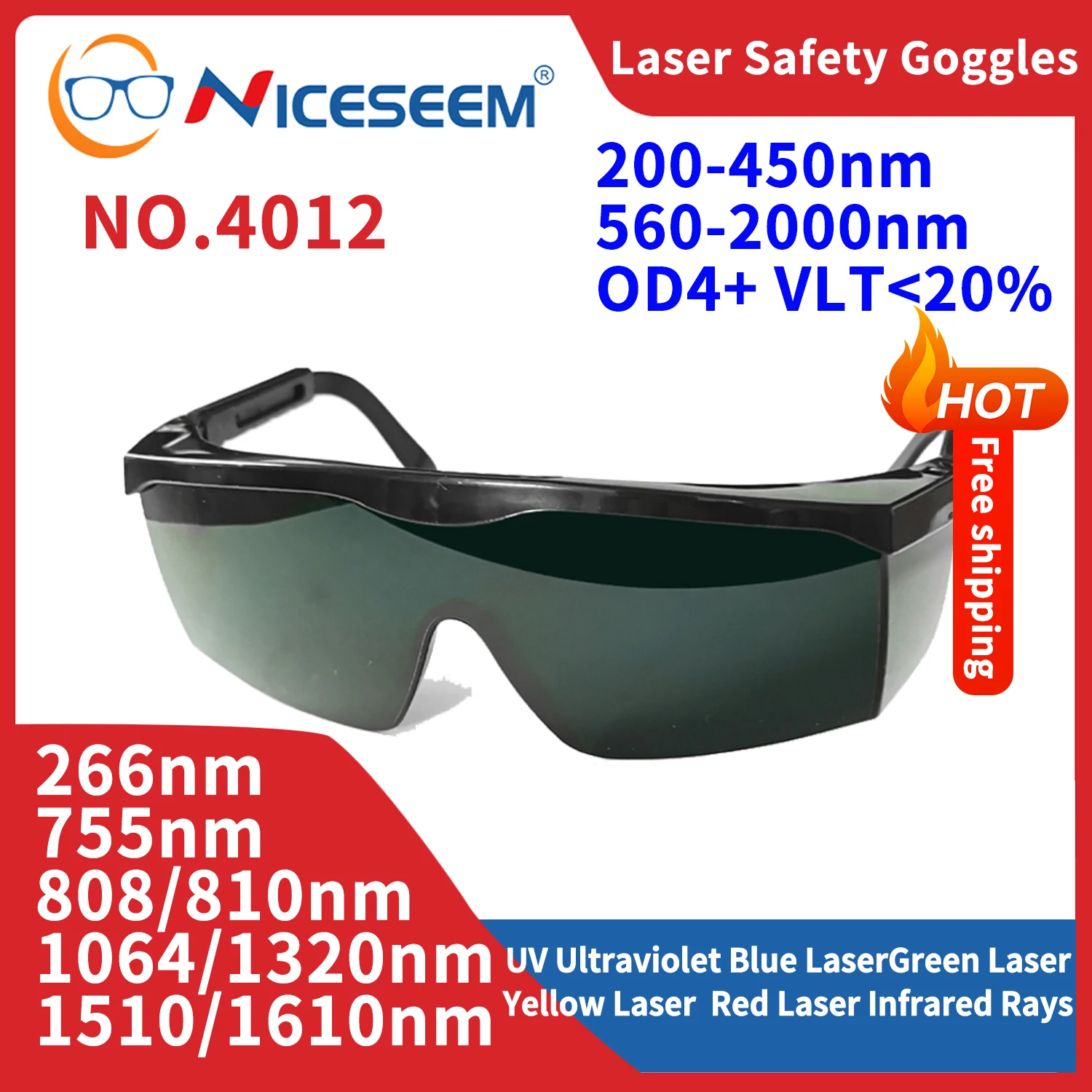 1064nm Safety Lenses Laser Goggles Glasses Shield Protection OD5+ CE for ND:YAG CO2 Cutting Engraving Machine Working
1064nm Safety Lenses Laser Goggles Glasses Shield Protection OD5+ CE for ND:YAG CO2 Cutting Engraving Machine Working
