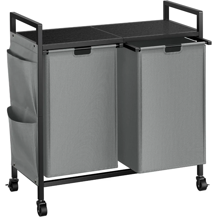 Large Rolling Laundry Basket Organizer with Wheels and Lid for Home Use IronMade Clothes Storage with Top Shelf and 2 Removable
Large Rolling Laundry Basket Organizer with Wheels and Lid for Home Use IronMade Clothes Storage with Top Shelf and 2 Removable