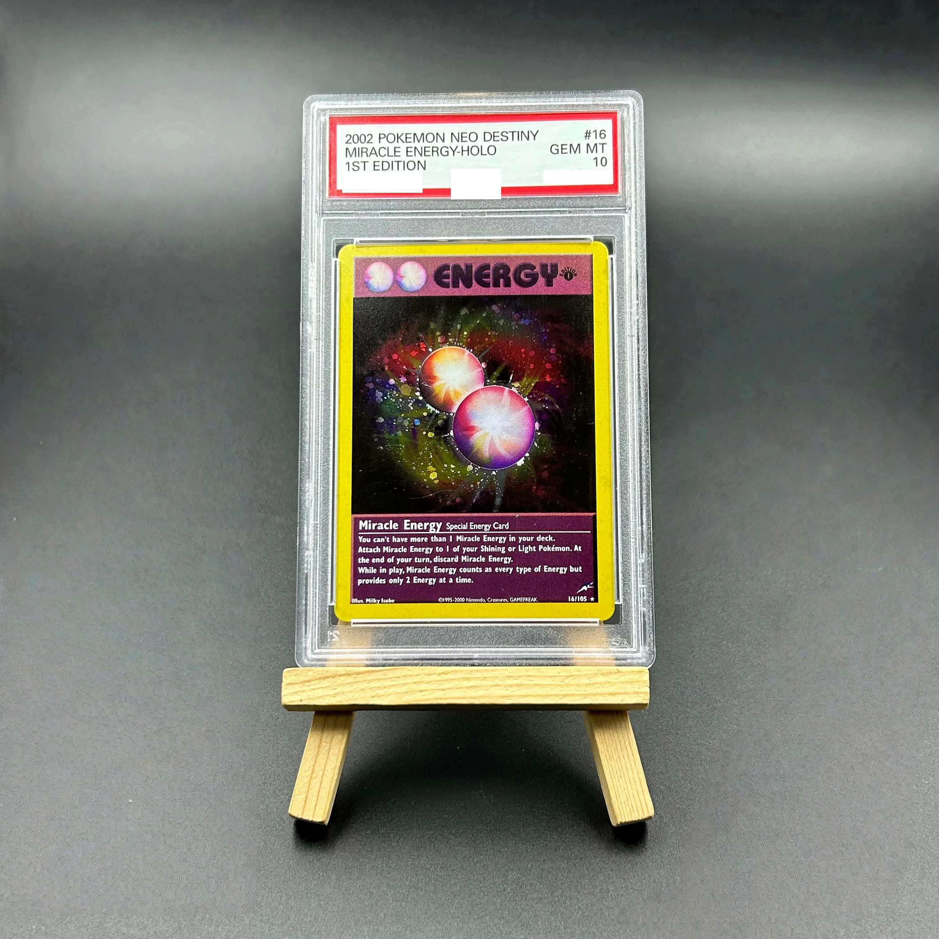 2002 Pokemon Miracle Energy Holo #16 1st Edition Neo Destiny Textured Holo Gem Mint 10 Rare Vintage TCG Collectible Card
2002 Pokemon Miracle Energy Holo #16 1st Edition Neo Destiny Textured Holo Gem Mint 10 Rare Vintage TCG Collectible Card