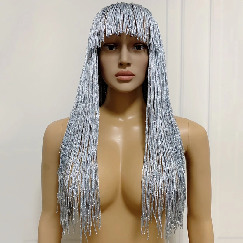 Silver Tassels Chain Wigs Sexy Gogo Dance Costumes Head Ornament Women Stage Accessories Pole Dance Headwear Rave Outfit XS7485
Silver Tassels Chain Wigs Sexy Gogo Dance Costumes Head Ornament Women Stage Accessories Pole Dance Headwear Rave Outfit XS7485