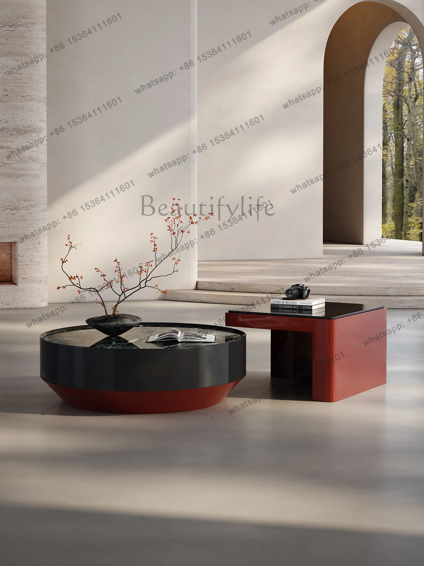 Italian minimalist natural marble round coffee table living room household coffee table combination
Italian minimalist natural marble round coffee table living room household coffee table combination