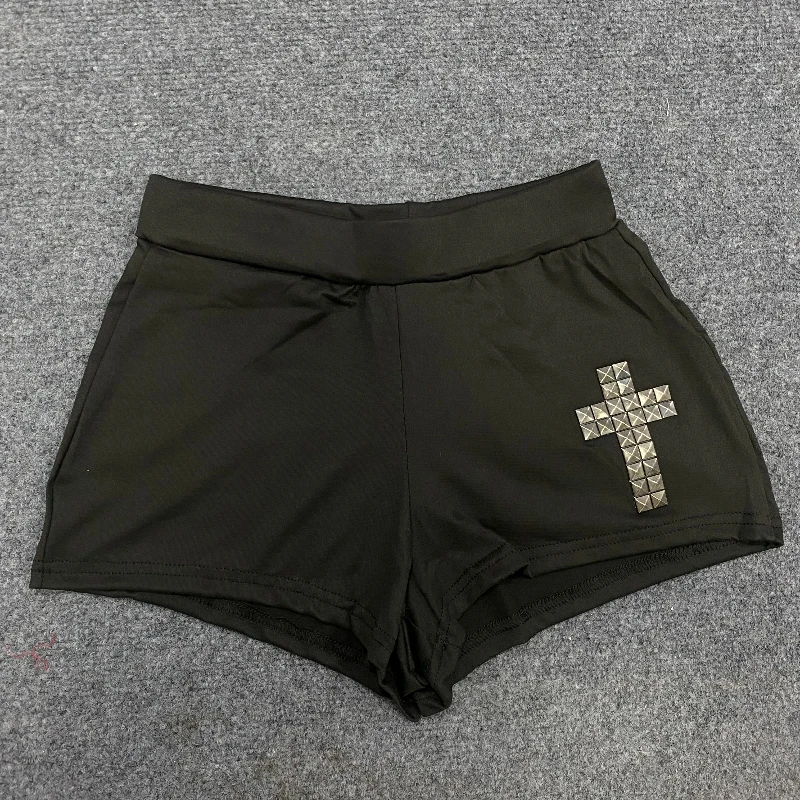 Summer street diamond studded cross unique pattern solid color casual simple super shorts mid waist shorts
Summer street diamond studded cross unique pattern solid color casual simple super shorts mid waist shorts
