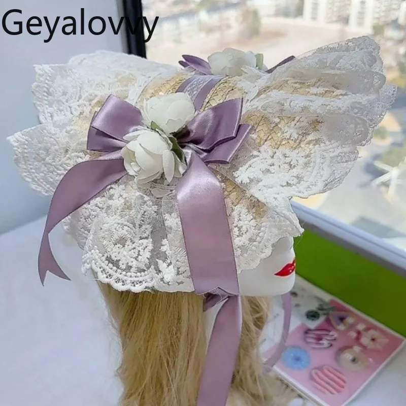New Bonnet Lolita Lace Straw Hat Summer New Sunshade Sunscreen Caps Sweet Cute Girl Flower Japanese Lolita Accessory Hats
New Bonnet Lolita Lace Straw Hat Summer New Sunshade Sunscreen Caps Sweet Cute Girl Flower Japanese Lolita Accessory Hats
