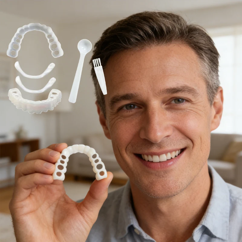 new1Pairs Smile Whitening Teeth Snap On Silicone Cosmetic Denture Upper and Lower Fake Tooth Cover Perfect Fit CK848
new1Pairs Smile Whitening Teeth Snap On Silicone Cosmetic Denture Upper and Lower Fake Tooth Cover Perfect Fit CK848