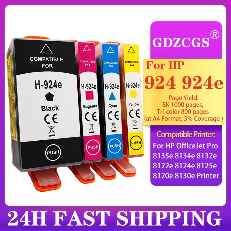 4Color For HP 924 924e 924XL ink Cartridges for hp924 XL For HP Officejet Pro 8120 8123 8133 8122E 8124E 8125E 8130 8132E 8134E
4Color For HP 924 924e 924XL ink Cartridges for hp924 XL For HP Officejet Pro 8120 8123 8133 8122E 8124E 8125E 8130 8132E 8134E