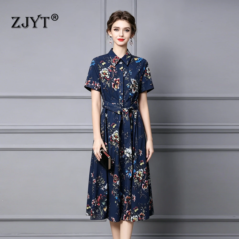 ZJYT Fashion Summer 100% Cotton Dress for Women 2026 Runway New Short Sleeve Floral Print Midi Vintage Casual Shirt Dresses Blue
ZJYT Fashion Summer 100% Cotton Dress for Women 2026 Runway New Short Sleeve Floral Print Midi Vintage Casual Shirt Dresses Blue
