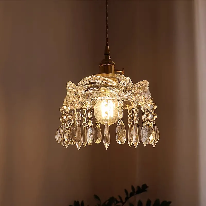 French retro brass crown crystal glass chandelier simple bedroom bedside dining room bar porch aisle hanging wire lamp
French retro brass crown crystal glass chandelier simple bedroom bedside dining room bar porch aisle hanging wire lamp