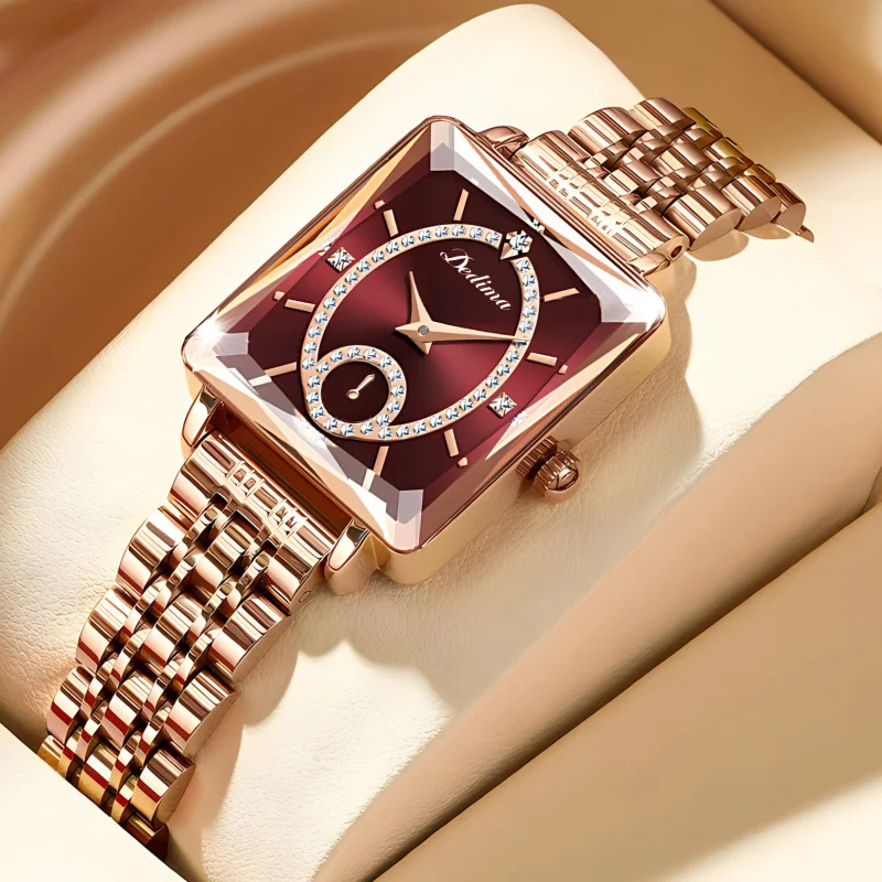 Luxury Square Women Rose Gold Diamond Encrusted Watch Half Automatic Movement Hot Selling Fashion Square Wristwatch Girl Gifts
Luxury Square Women Rose Gold Diamond Encrusted Watch Half Automatic Movement Hot Selling Fashion Square Wristwatch Girl Gifts