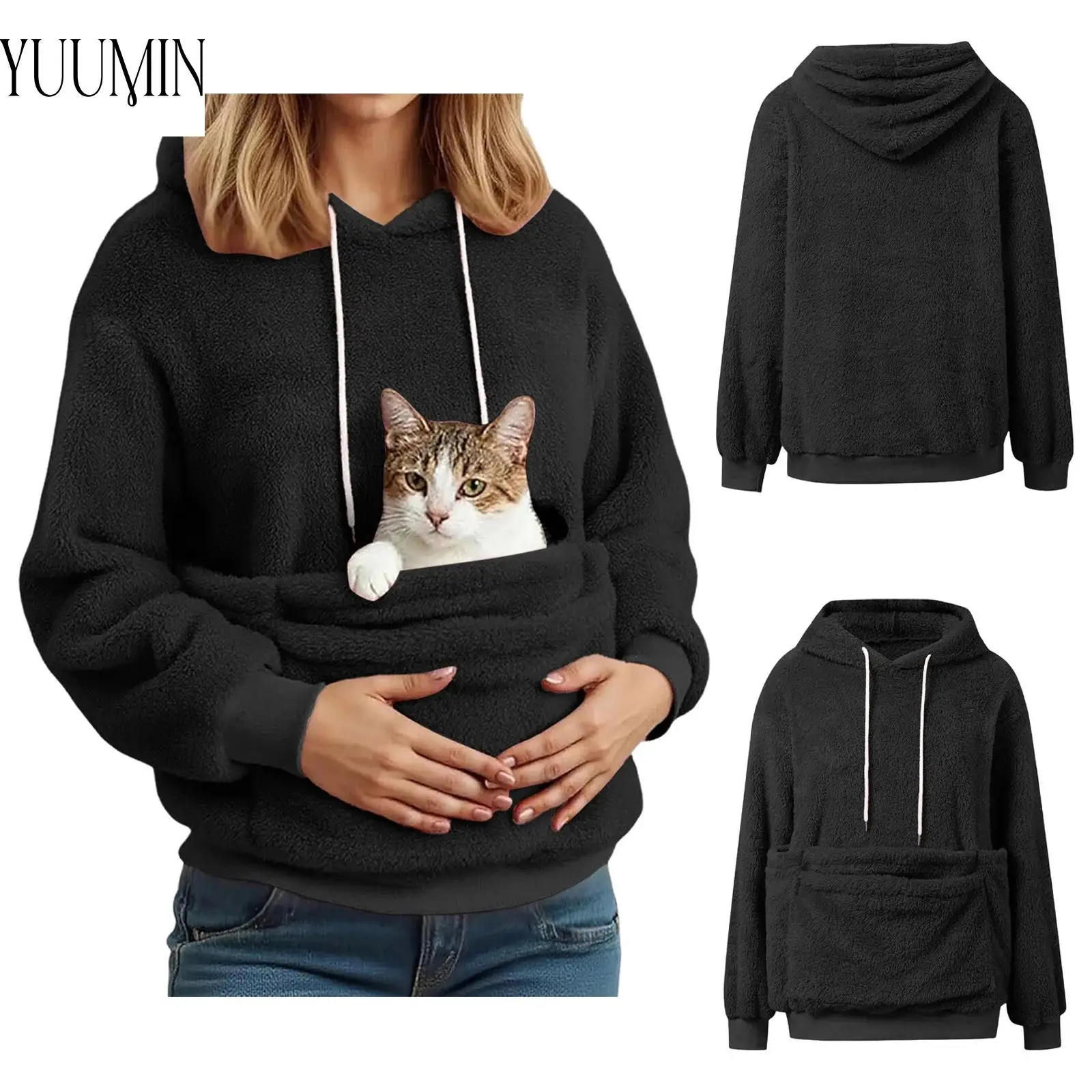 Women Festival Traveling Top Drawstring Hooded Fleece Sweatshirt Loose Pullover Tops with Pet Pocket for Home Casual Outing Park
Women Festival Traveling Top Drawstring Hooded Fleece Sweatshirt Loose Pullover Tops with Pet Pocket for Home Casual Outing Park