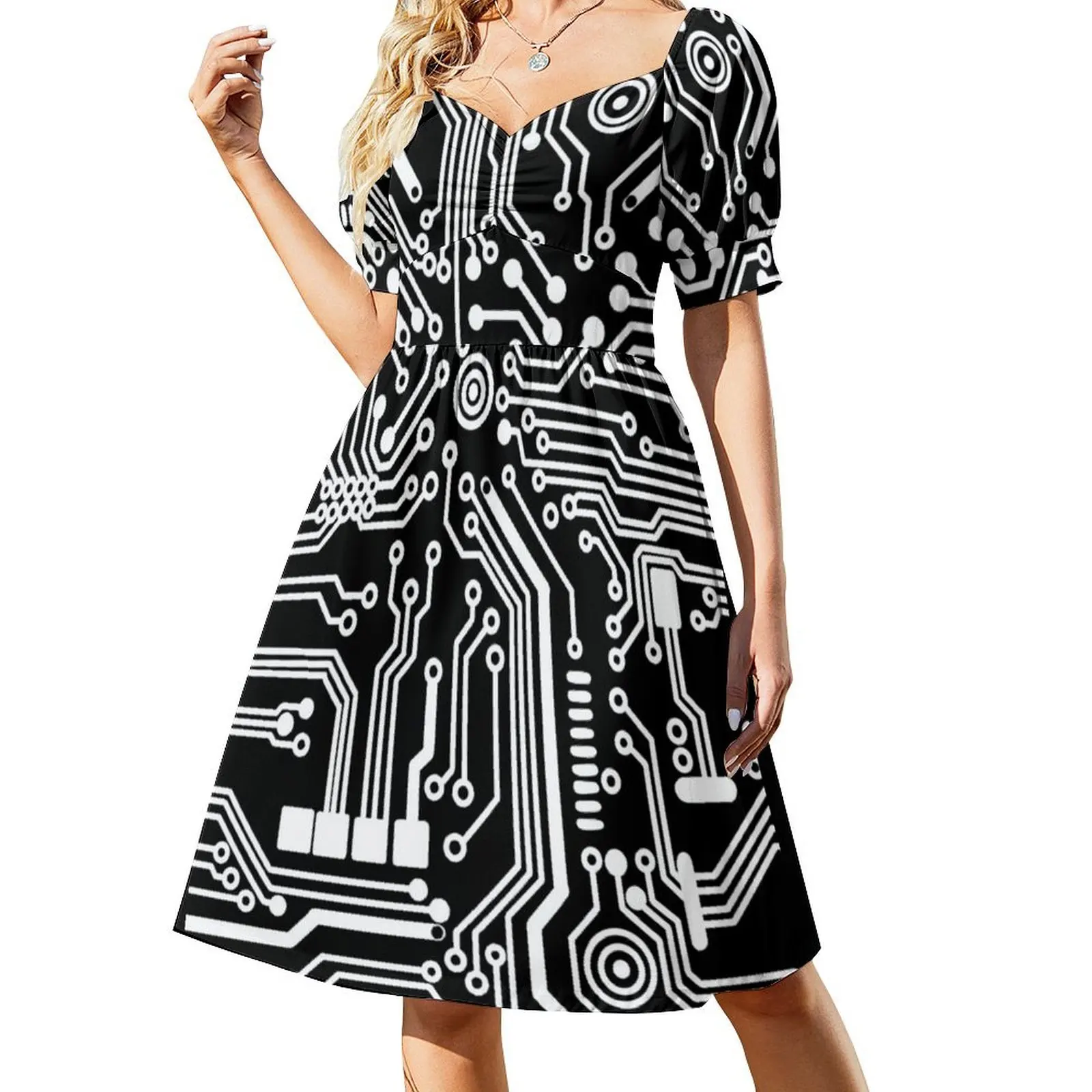 black microchip hardware circuit design Short Sleeved Dress women's fashion dresses dresses with long sleeves Dress
black microchip hardware circuit design Short Sleeved Dress women's fashion dresses dresses with long sleeves Dress