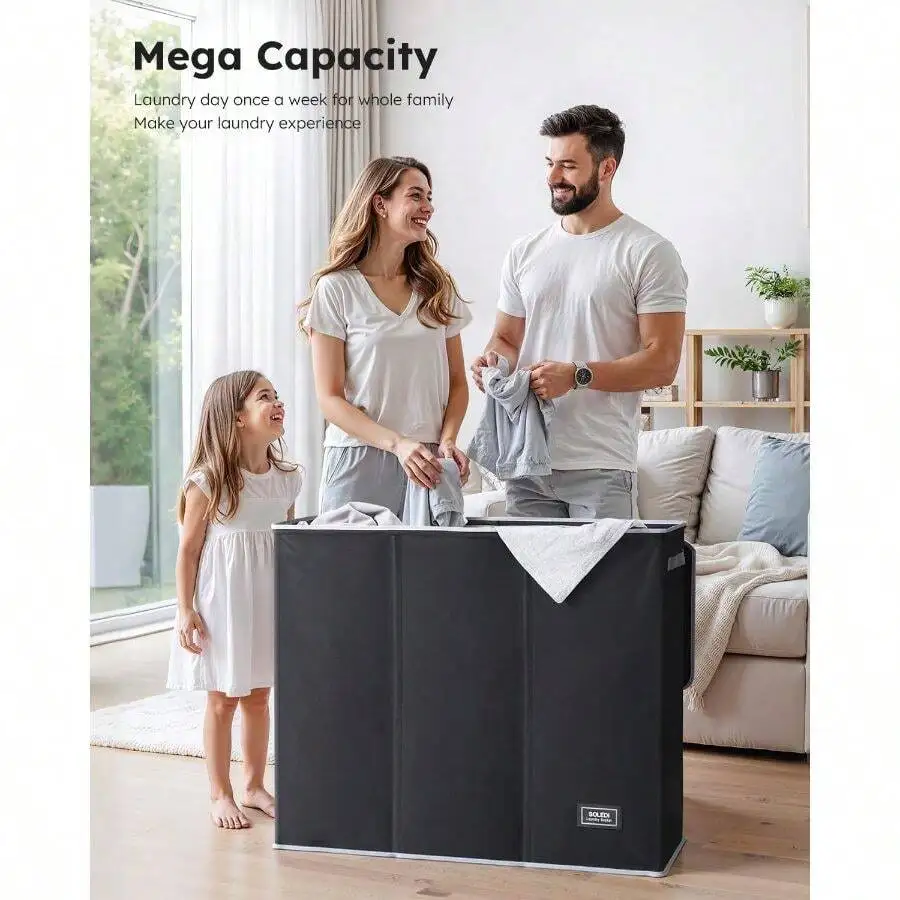 180L 3-Section Laundry Hamper With Lid, Heavy-Duty Polyester Construction, Moisture-Resistant Floor-Standing Organizer For
180L 3-Section Laundry Hamper With Lid, Heavy-Duty Polyester Construction, Moisture-Resistant Floor-Standing Organizer For